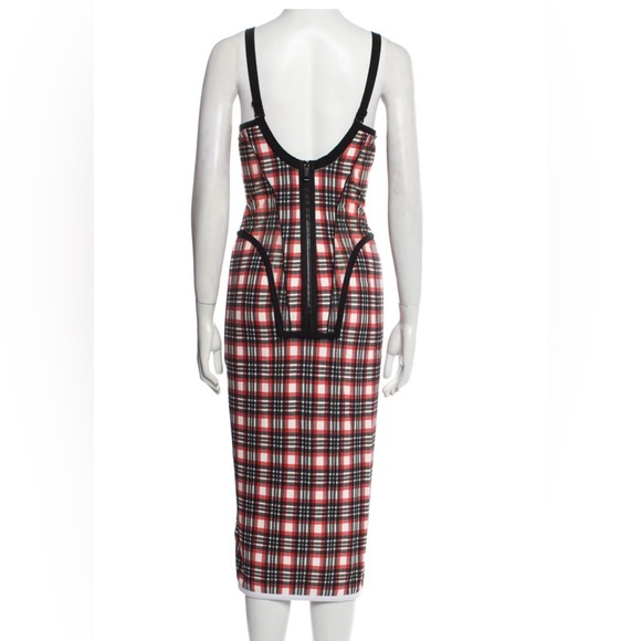 BURBERRY RED PLAID CORSET MIDI DRESS SIZE 6 - Picture 13 of 14
